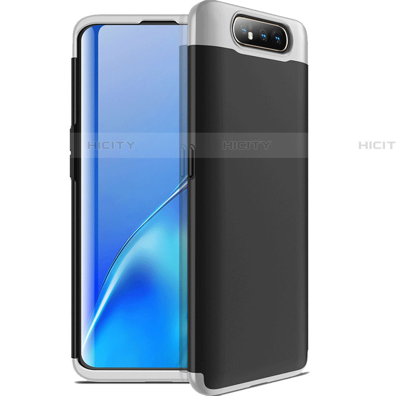 Coque Plastique Mat Protection Integrale 360 Degres Avant et Arriere Etui Housse C01 pour Samsung Galaxy A80 Argent et Noir Plus