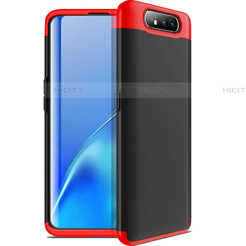 Coque Plastique Mat Protection Integrale 360 Degres Avant et Arriere Etui Housse C01 pour Samsung Galaxy A80 Rouge et Noir Plus