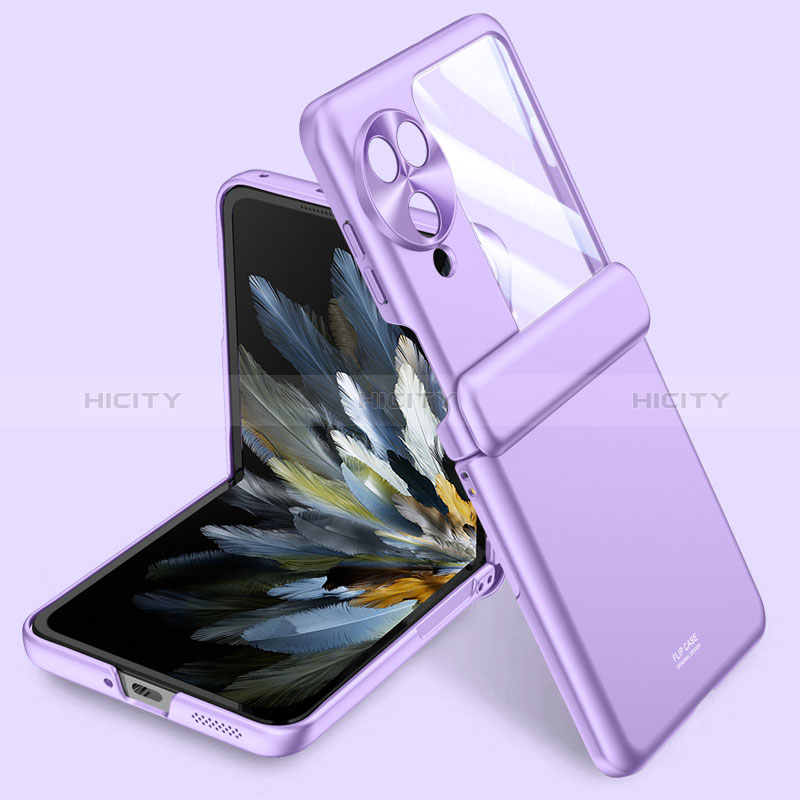 Coque Plastique Mat Protection Integrale 360 Degres Avant et Arriere Etui Housse GK1 pour Oppo Find N3 Flip 5G Violet Plus