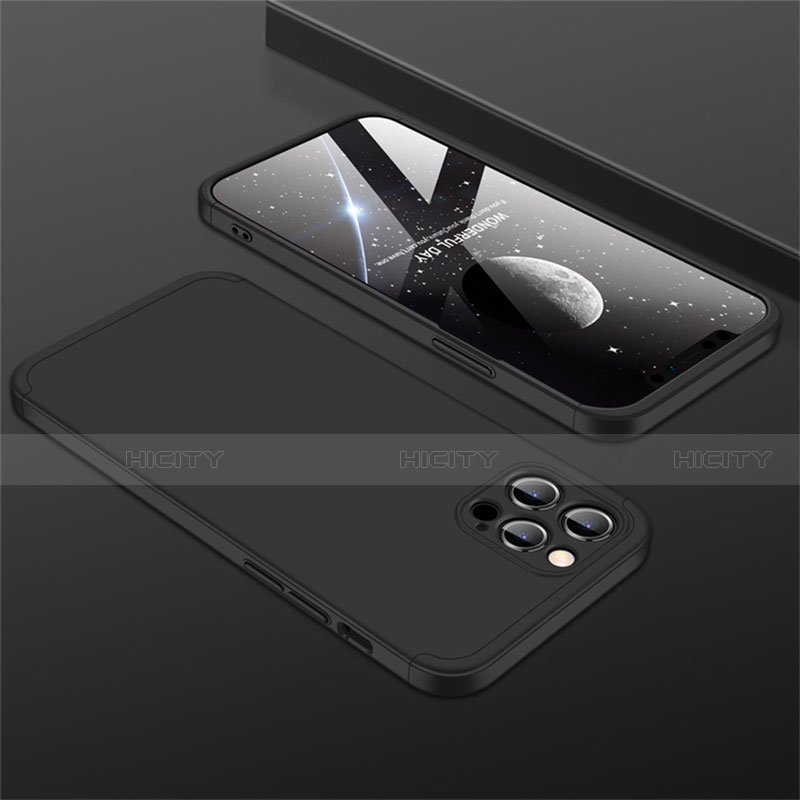 Coque Plastique Mat Protection Integrale 360 Degres Avant et Arriere Etui Housse M01 pour Apple iPhone 12 Pro Max Noir Plus