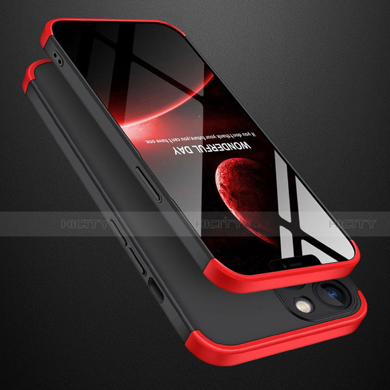 Coque Plastique Mat Protection Integrale 360 Degres Avant et Arriere Etui Housse M01 pour Apple iPhone 13 Pro Max Rouge et Noir Plus