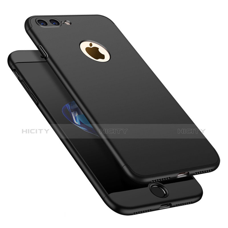 Coque Plastique Mat Protection Integrale 360 Degres Avant et Arriere Etui Housse M01 pour Apple iPhone 7 Plus Noir Plus