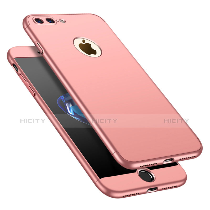 Coque Plastique Mat Protection Integrale 360 Degres Avant et Arriere Etui Housse M01 pour Apple iPhone 7 Plus Or Rose Plus