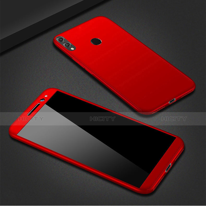 Coque Plastique Mat Protection Integrale 360 Degres Avant et Arriere Etui Housse M01 pour Huawei P Smart (2019) Rouge Plus