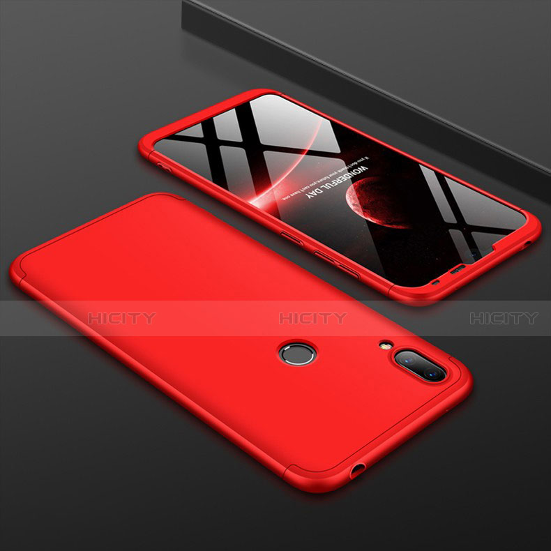 Coque Plastique Mat Protection Integrale 360 Degres Avant et Arriere Etui Housse M01 pour Huawei Y7 (2019) Rouge Plus