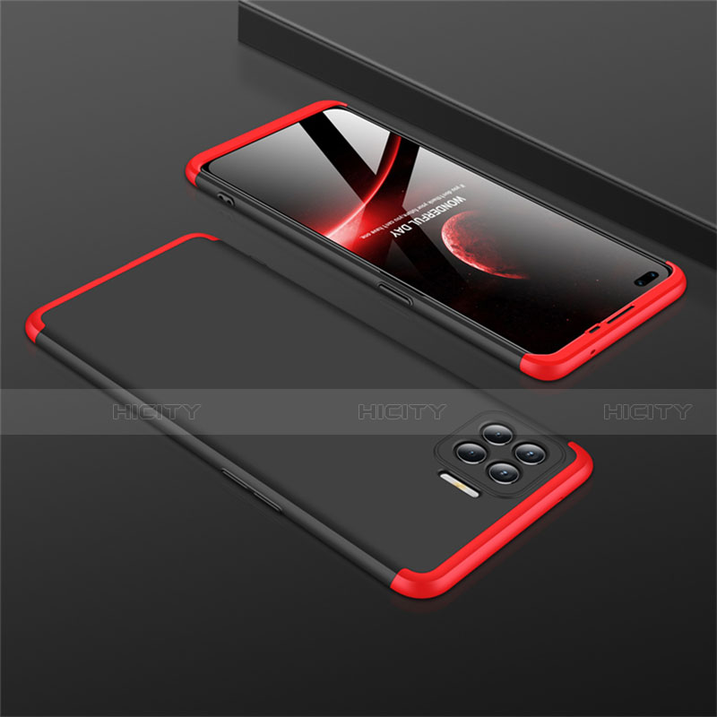 Coque Plastique Mat Protection Integrale 360 Degres Avant et Arriere Etui Housse M01 pour Oppo A93 Rouge et Noir Plus