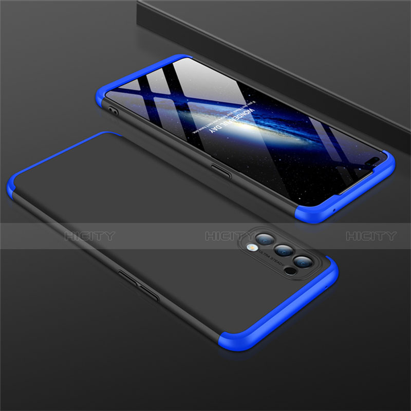 Coque Plastique Mat Protection Integrale 360 Degres Avant et Arriere Etui Housse M01 pour Oppo Reno4 4G Bleu et Noir Plus