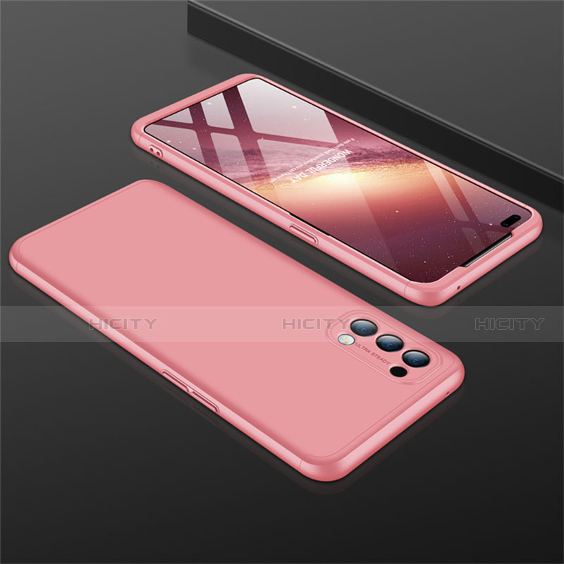 Coque Plastique Mat Protection Integrale 360 Degres Avant et Arriere Etui Housse M01 pour Oppo Reno4 4G Or Rose Plus