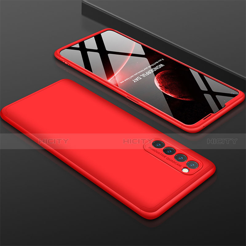 Coque Plastique Mat Protection Integrale 360 Degres Avant et Arriere Etui Housse M01 pour Oppo Reno4 Pro 4G Rouge Plus