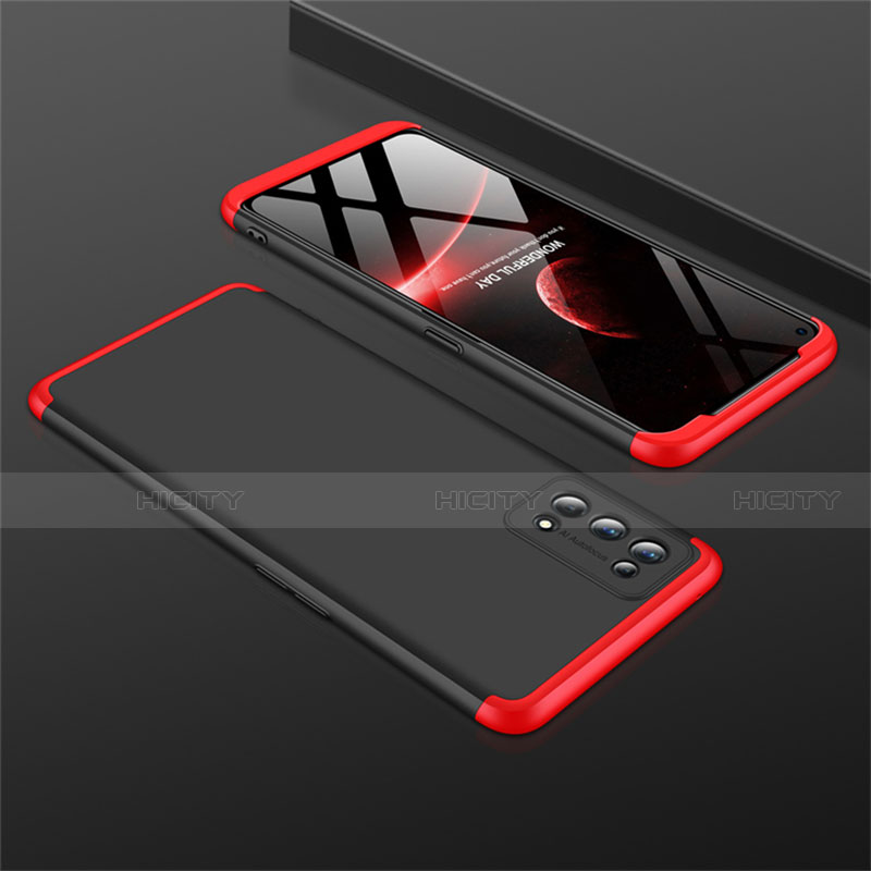 Coque Plastique Mat Protection Integrale 360 Degres Avant et Arriere Etui Housse M01 pour Realme 7 Pro Rouge et Noir Plus