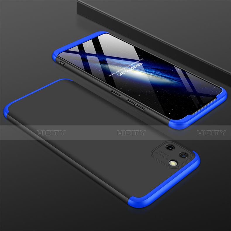 Coque Plastique Mat Protection Integrale 360 Degres Avant et Arriere Etui Housse M01 pour Realme C11 Bleu et Noir Plus