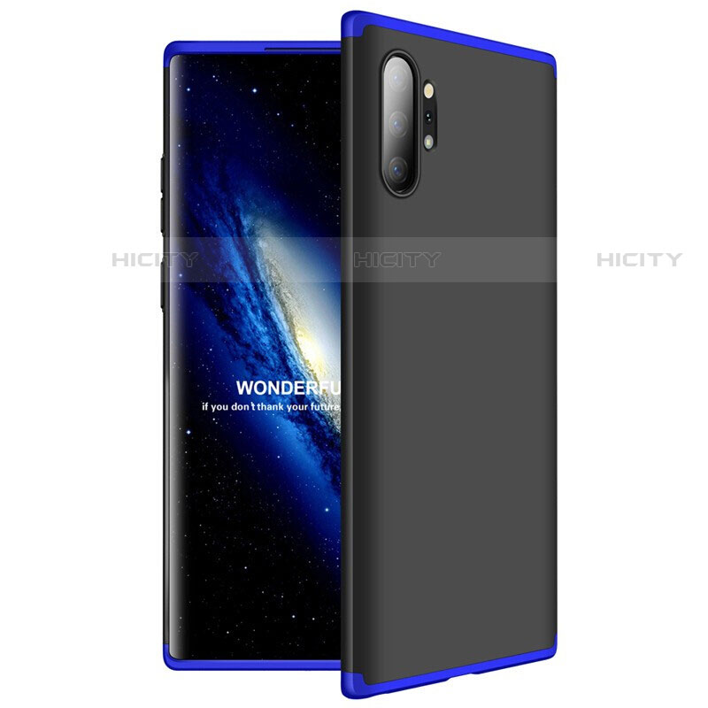 Coque Plastique Mat Protection Integrale 360 Degres Avant et Arriere Etui Housse M01 pour Samsung Galaxy Note 10 Plus 5G Bleu et Noir Plus