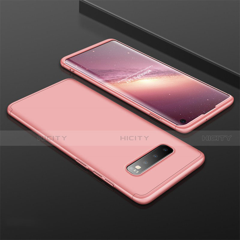 Coque Plastique Mat Protection Integrale 360 Degres Avant et Arriere Etui Housse M01 pour Samsung Galaxy S10 5G Or Rose Plus