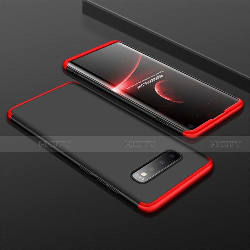 Coque Plastique Mat Protection Integrale 360 Degres Avant et Arriere Etui Housse M01 pour Samsung Galaxy S10 5G Rouge et Noir Plus