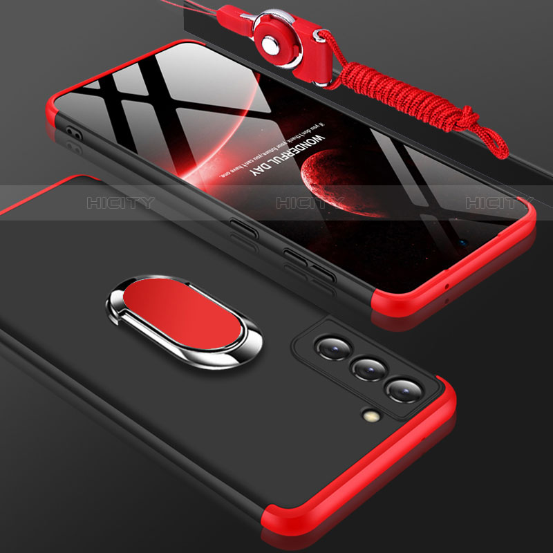 Coque Plastique Mat Protection Integrale 360 Degres Avant et Arriere Etui Housse M01 pour Samsung Galaxy S21 5G Rouge et Noir Plus