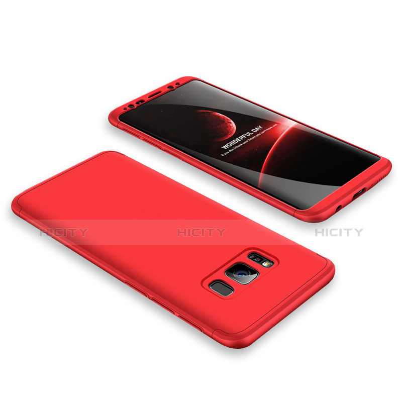 Coque Plastique Mat Protection Integrale 360 Degres Avant et Arriere Etui Housse M01 pour Samsung Galaxy S8 Rouge Plus