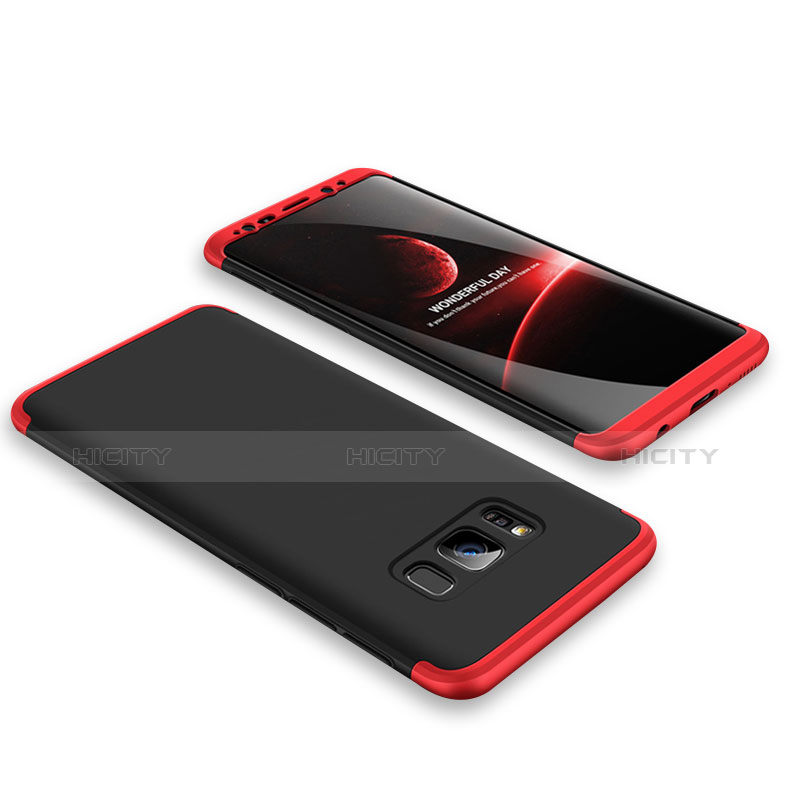 Coque Plastique Mat Protection Integrale 360 Degres Avant et Arriere Etui Housse M01 pour Samsung Galaxy S8 Rouge et Noir Plus