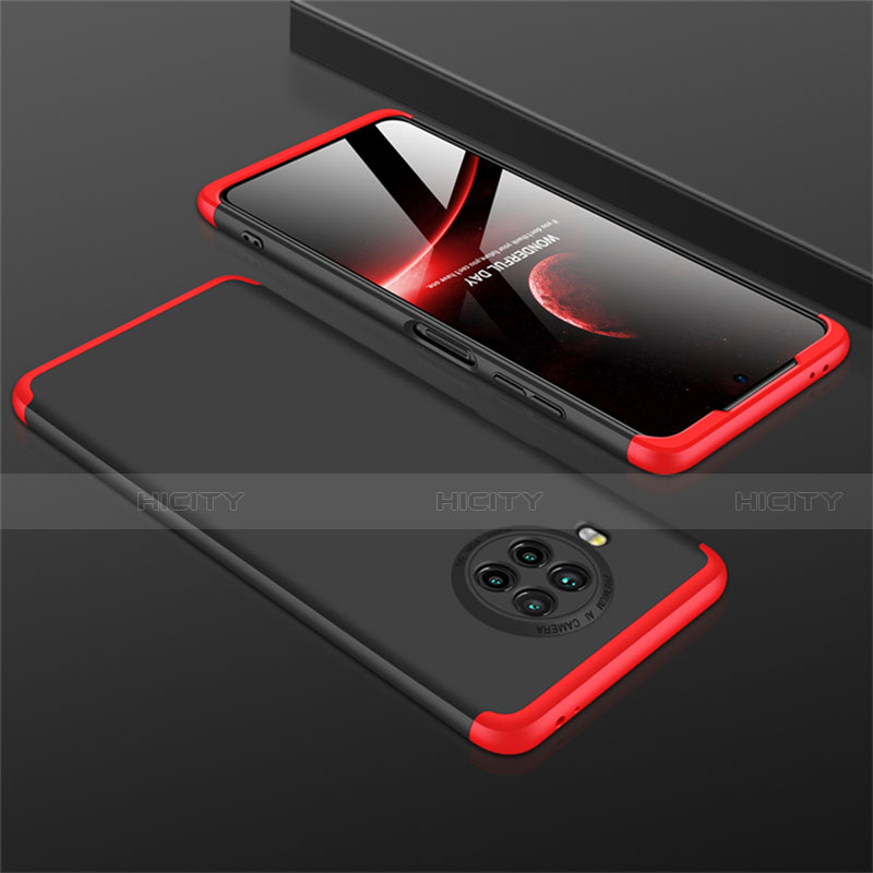 Coque Plastique Mat Protection Integrale 360 Degres Avant et Arriere Etui Housse M01 pour Xiaomi Mi 10i 5G Rouge et Noir Plus