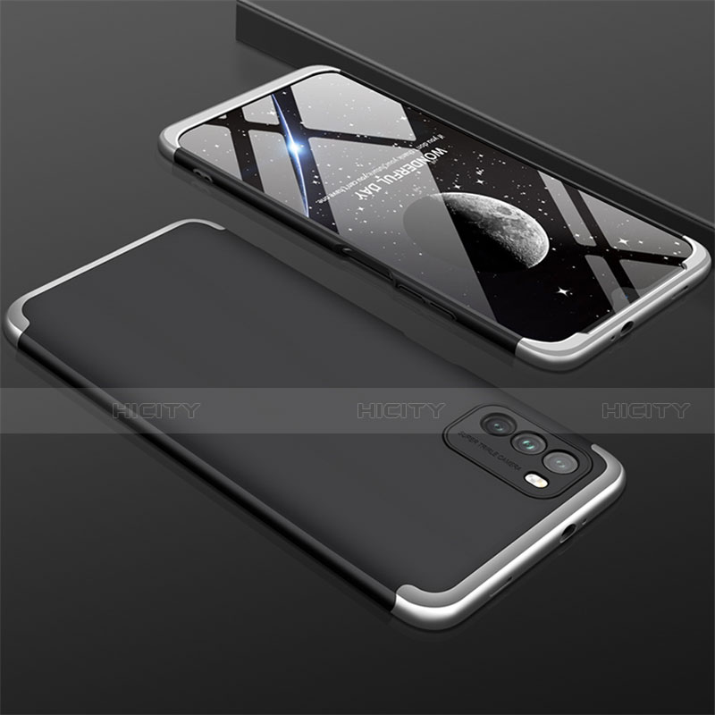 Coque Plastique Mat Protection Integrale 360 Degres Avant et Arriere Etui Housse M01 pour Xiaomi Poco M3 Argent et Noir Plus