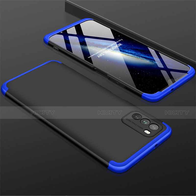 Coque Plastique Mat Protection Integrale 360 Degres Avant et Arriere Etui Housse M01 pour Xiaomi Poco M3 Bleu et Noir Plus