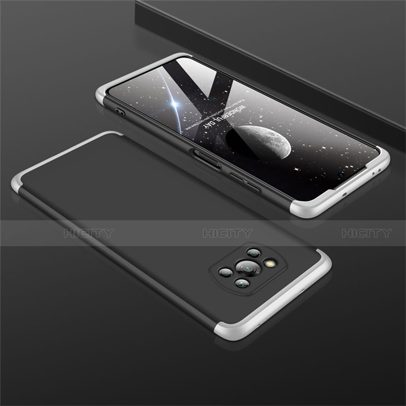 Coque Plastique Mat Protection Integrale 360 Degres Avant et Arriere Etui Housse M01 pour Xiaomi Poco X3 Pro Argent et Noir Plus