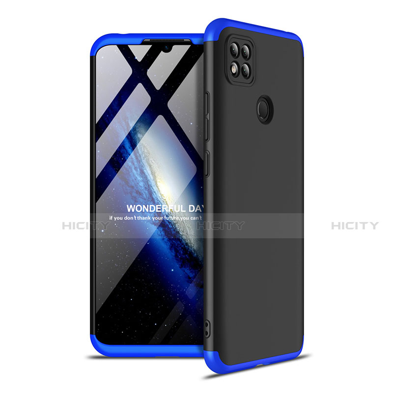 Coque Plastique Mat Protection Integrale 360 Degres Avant et Arriere Etui Housse M01 pour Xiaomi Redmi 9 India Bleu et Noir Plus