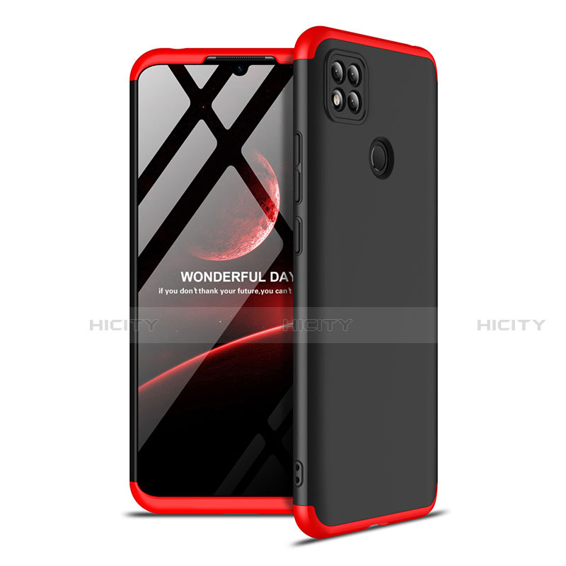 Coque Plastique Mat Protection Integrale 360 Degres Avant et Arriere Etui Housse M01 pour Xiaomi Redmi 9C NFC Rouge et Noir Plus