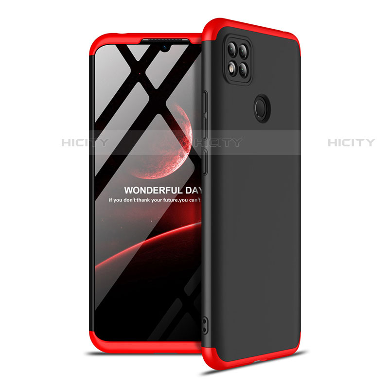 Coque Plastique Mat Protection Integrale 360 Degres Avant et Arriere Etui Housse M01 pour Xiaomi Redmi 9C Rouge et Noir Plus