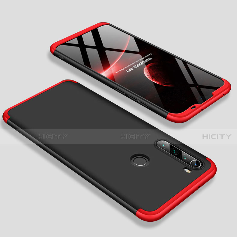 Coque Plastique Mat Protection Integrale 360 Degres Avant et Arriere Etui Housse M01 pour Xiaomi Redmi Note 8 (2021) Rouge et Noir Plus