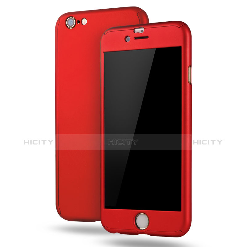 Coque Plastique Mat Protection Integrale 360 Degres Avant et Arriere Etui Housse M02 pour Apple iPhone 6 Plus Rouge Plus