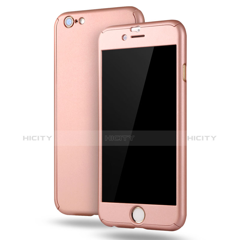 Coque Plastique Mat Protection Integrale 360 Degres Avant et Arriere Etui Housse M02 pour Apple iPhone 6S Plus Or Rose Plus