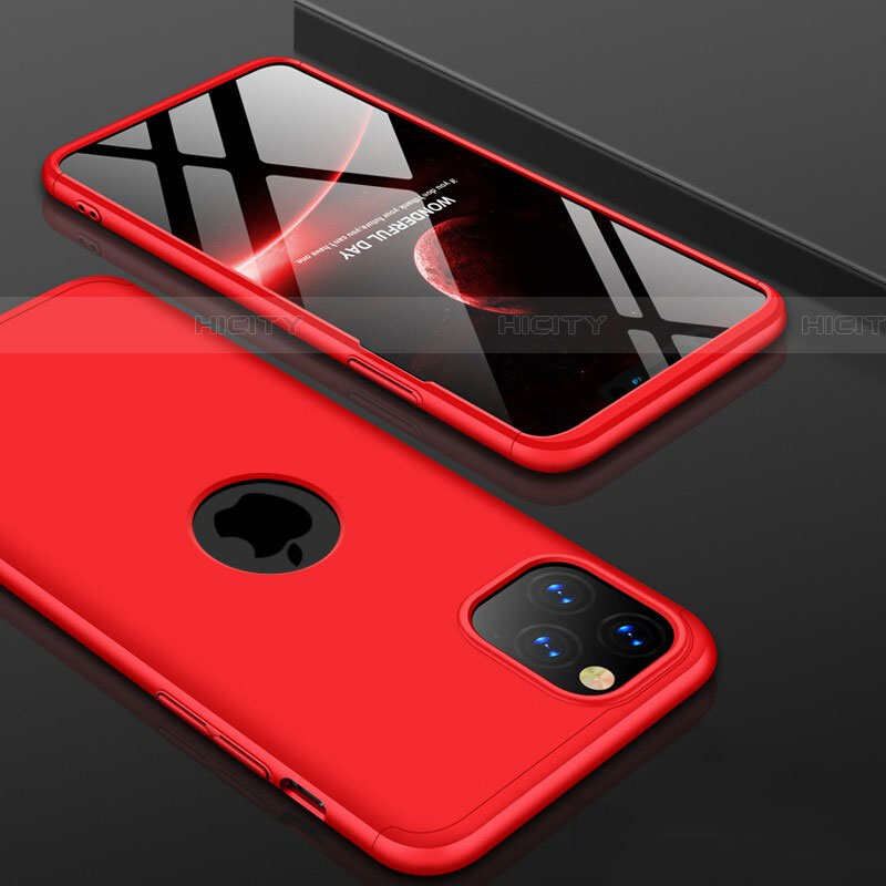 Coque Plastique Mat Protection Integrale 360 Degres Avant et Arriere Etui Housse P01 pour Apple iPhone 11 Pro Max Rouge Plus