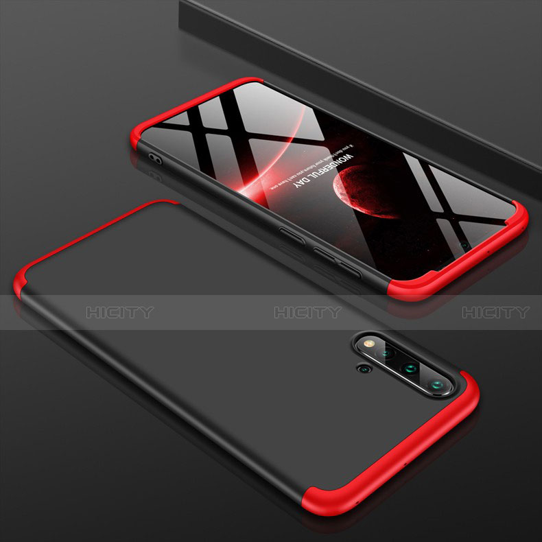 Coque Plastique Mat Protection Integrale 360 Degres Avant et Arriere Etui Housse P01 pour Huawei Nova 5 Pro Rouge et Noir Plus