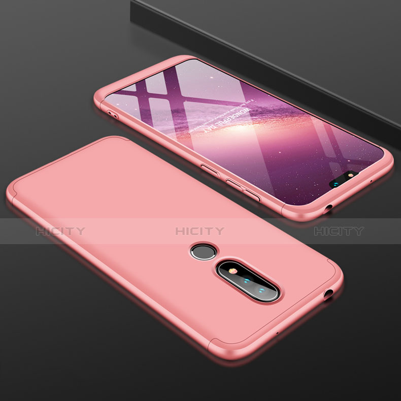 Coque Plastique Mat Protection Integrale 360 Degres Avant et Arriere Etui Housse P01 pour Nokia 6.1 Plus Or Rose Plus