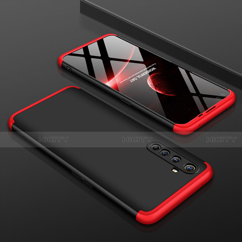 Coque Plastique Mat Protection Integrale 360 Degres Avant et Arriere Etui Housse P01 pour Realme X50 Pro 5G Rouge et Noir Plus