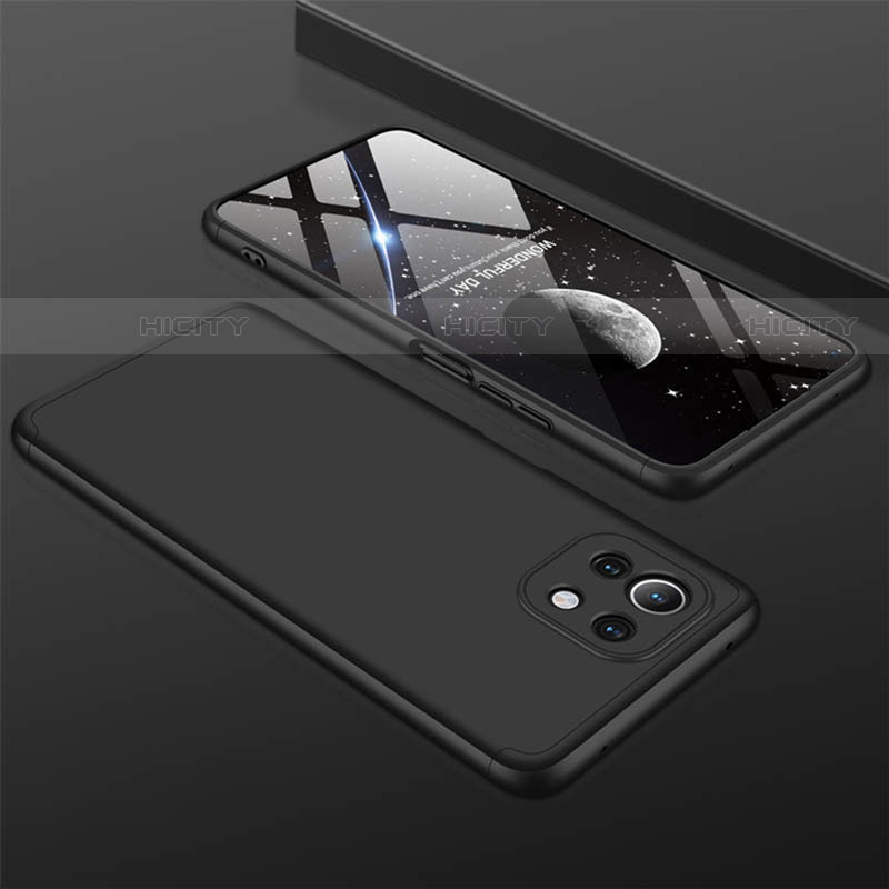 Coque Plastique Mat Protection Integrale 360 Degres Avant et Arriere Etui Housse P01 pour Xiaomi Mi 11 Lite 4G Noir Plus