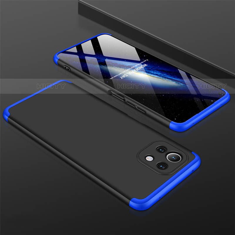 Coque Plastique Mat Protection Integrale 360 Degres Avant et Arriere Etui Housse P01 pour Xiaomi Mi 11 Lite 5G Bleu et Noir Plus