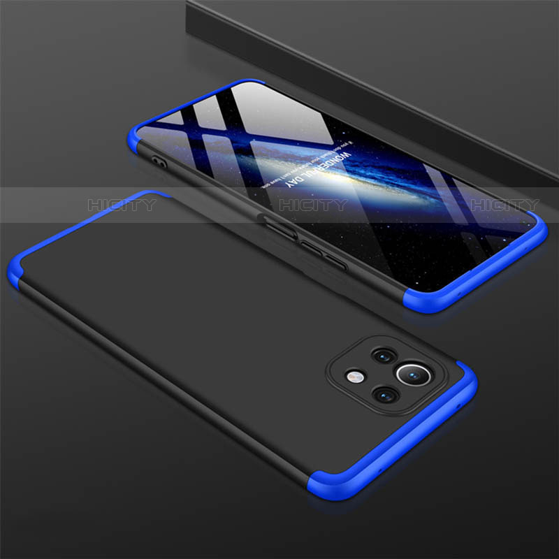 Coque Plastique Mat Protection Integrale 360 Degres Avant et Arriere Etui Housse P01 pour Xiaomi Mi 11 Lite 5G NE Bleu et Noir Plus
