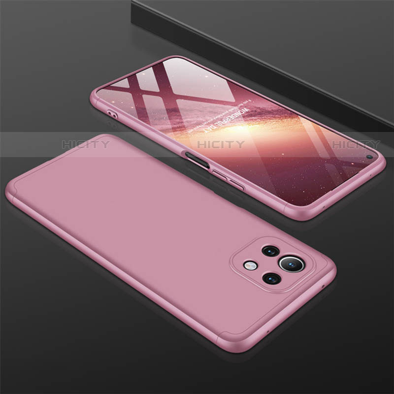 Coque Plastique Mat Protection Integrale 360 Degres Avant et Arriere Etui Housse P01 pour Xiaomi Mi 11 Lite 5G NE Or Rose Plus