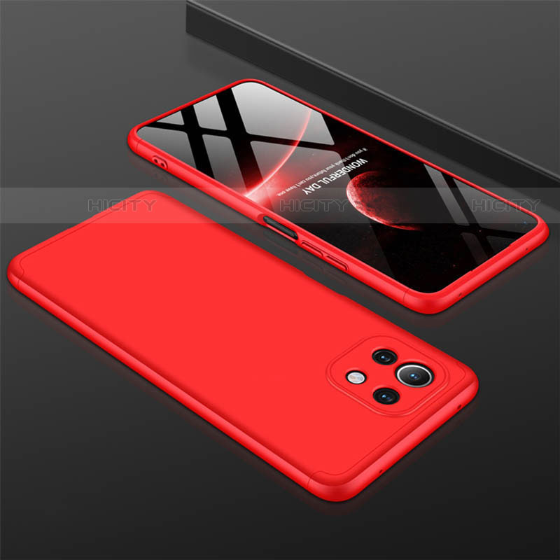 Coque Plastique Mat Protection Integrale 360 Degres Avant et Arriere Etui Housse P01 pour Xiaomi Mi 11 Lite 5G Rouge Plus