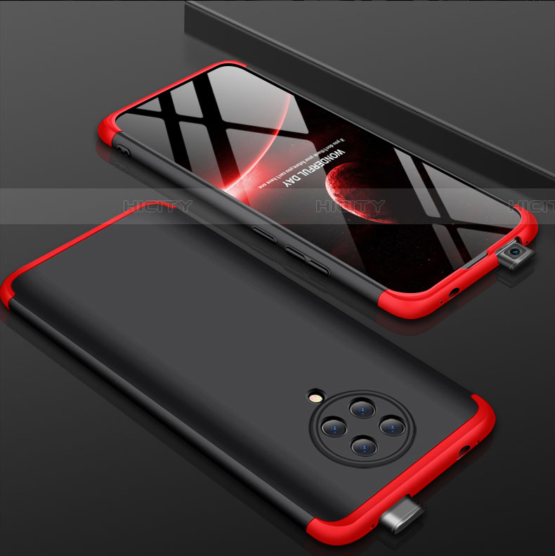 Coque Plastique Mat Protection Integrale 360 Degres Avant et Arriere Etui Housse P01 pour Xiaomi Poco F2 Pro Rouge et Noir Plus