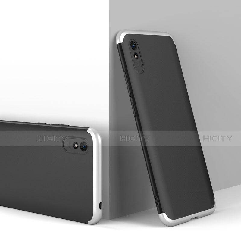 Coque Plastique Mat Protection Integrale 360 Degres Avant et Arriere Etui Housse P01 pour Xiaomi Redmi 9i Argent et Noir Plus