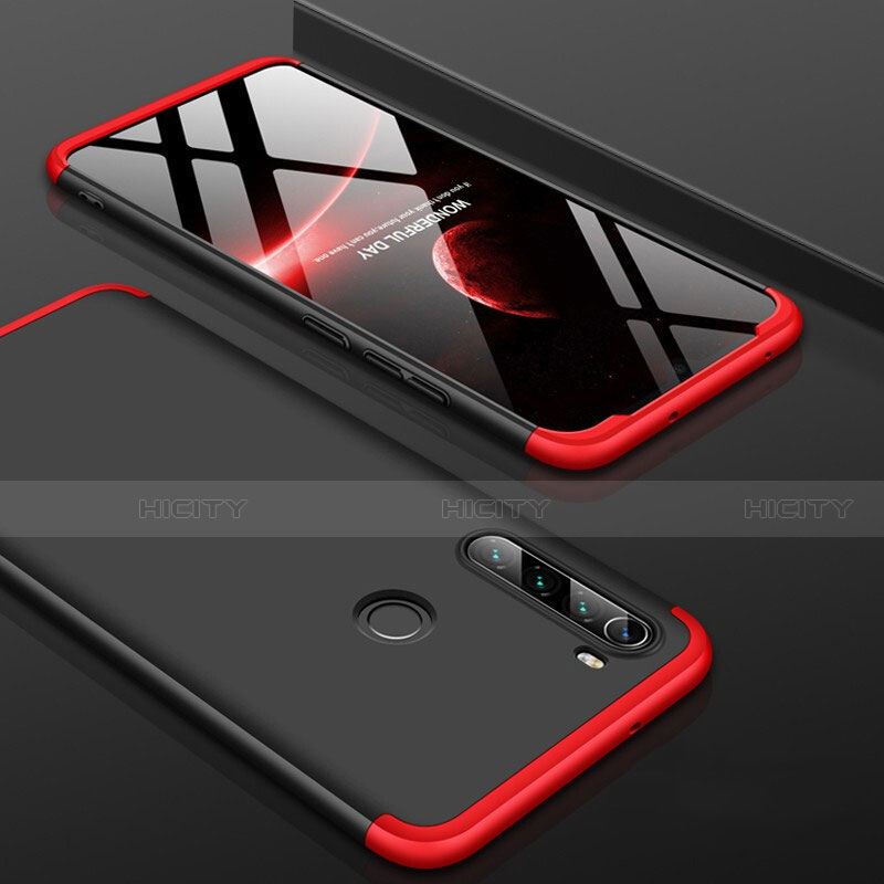 Coque Plastique Mat Protection Integrale 360 Degres Avant et Arriere Etui Housse P01 pour Xiaomi Redmi Note 8 (2021) Rouge et Noir Plus