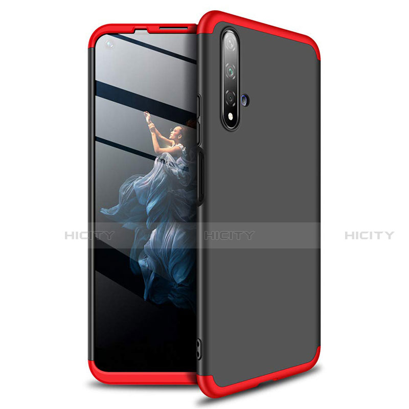 Coque Plastique Mat Protection Integrale 360 Degres Avant et Arriere Etui Housse P02 pour Huawei Honor 20S Rouge et Noir Plus