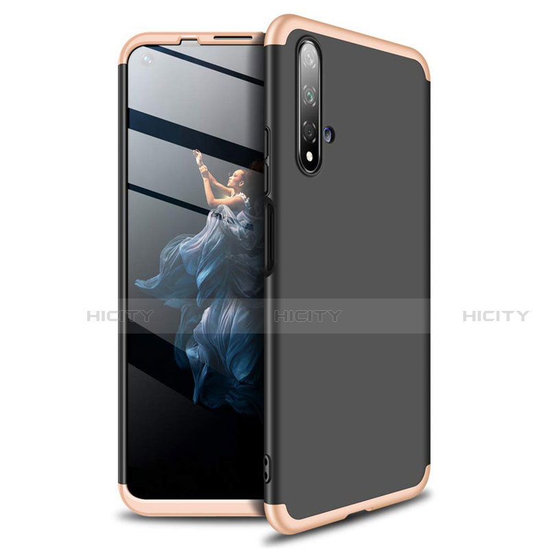 Coque Plastique Mat Protection Integrale 360 Degres Avant et Arriere Etui Housse P02 pour Huawei Nova 5T Or et Noir Plus