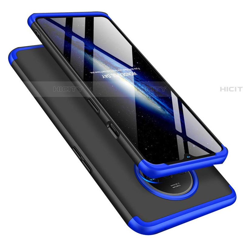 Coque Plastique Mat Protection Integrale 360 Degres Avant et Arriere Etui Housse P02 pour OnePlus 7T Bleu et Noir Plus