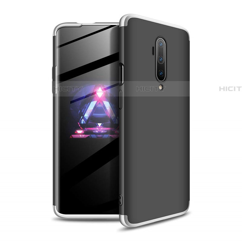 Coque Plastique Mat Protection Integrale 360 Degres Avant et Arriere Etui Housse P02 pour OnePlus 7T Pro Argent et Noir Plus