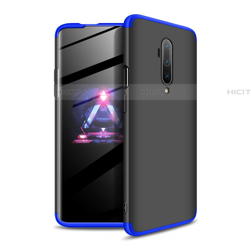 Coque Plastique Mat Protection Integrale 360 Degres Avant et Arriere Etui Housse P02 pour OnePlus 7T Pro Bleu et Noir Plus