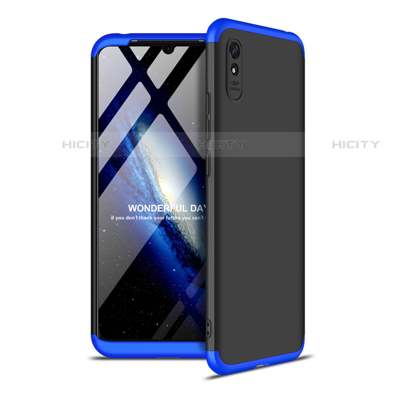 Coque Plastique Mat Protection Integrale 360 Degres Avant et Arriere Etui Housse P02 pour Xiaomi Redmi 9A Bleu et Noir Plus