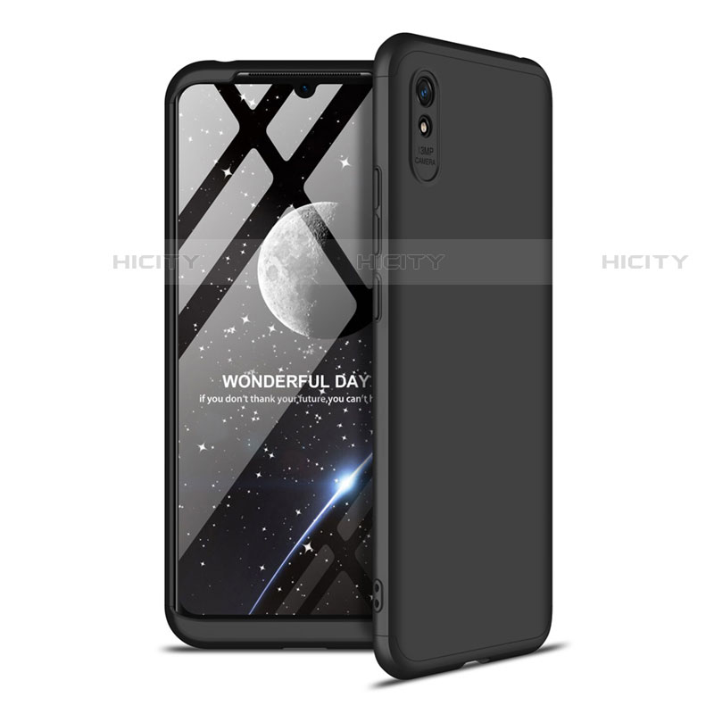 Coque Plastique Mat Protection Integrale 360 Degres Avant et Arriere Etui Housse P02 pour Xiaomi Redmi 9A Noir Plus